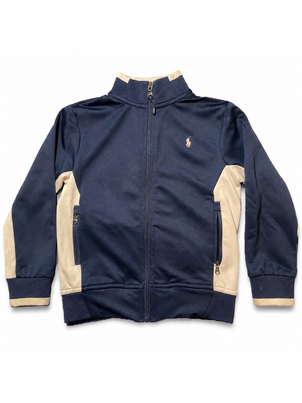 Polo Ralph Lauren Boys Size 4 Navy Gold Big Pony Full Zip Track Jacket